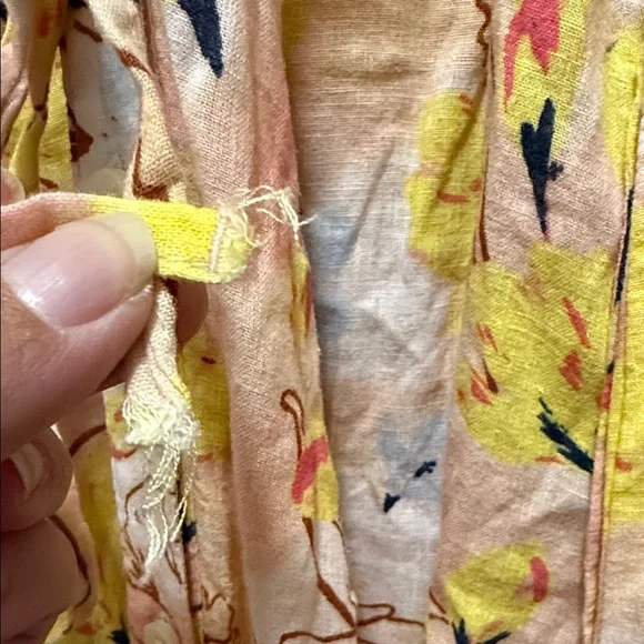 🌼 Style & Co Yellow Floral Midi Dress – Size L – Linen Blend Boho Dress - Picture 3 of 6